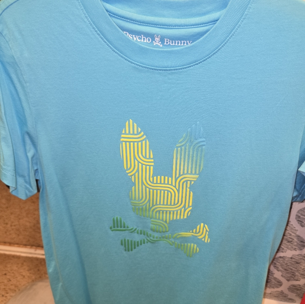 Psycho Bunny Turquoise Short Sleeve Tee with Yellow-Green Logo